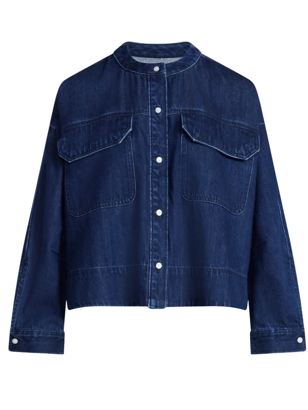 Scoop Cropped Oversized Denim Button Down Shirt Women NWT - Picture 3 of 7